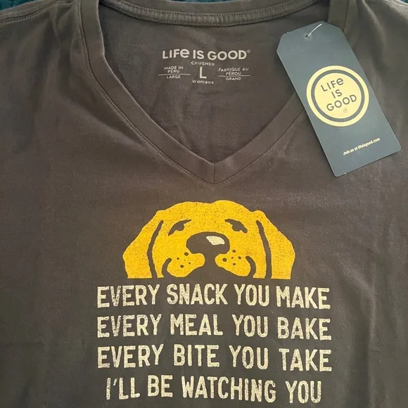 NWT Life is Good Navy Blue Graphic V neck T-Shirt, size large - Picture 2 of 7